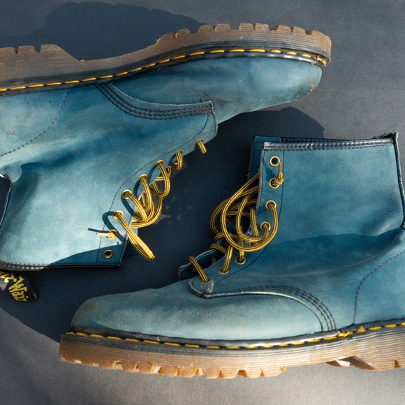 Vintage 1990s Dr. Martens 1460 Made in England Blue Suede Leather Boots Men's 12